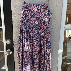Natural life Blue and Red Floral mini dress NWOT 100% viscose small